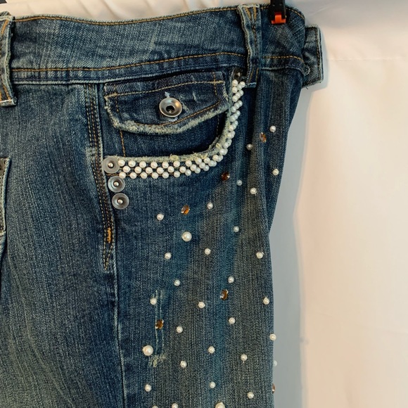 Cache Beaded Embroidered Bird Red Lace Capri 14 - Picture 10 of 15